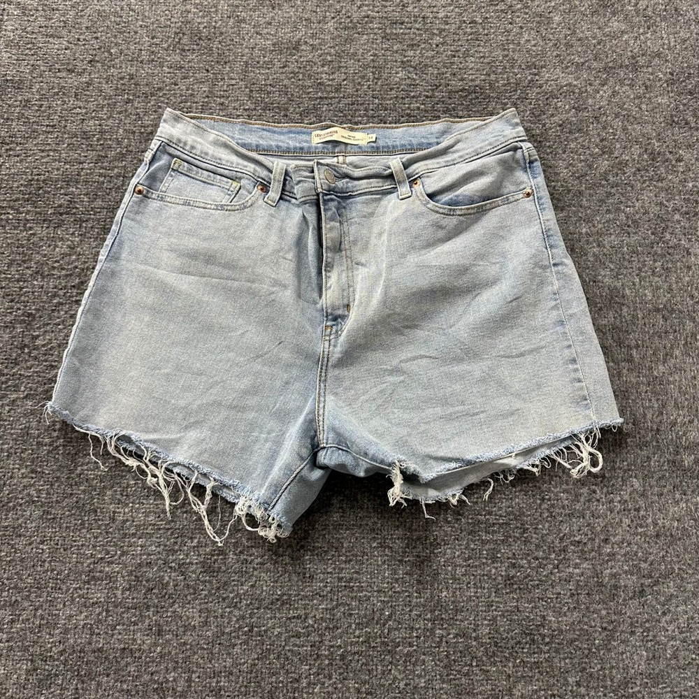 Levi Strauss Denim Shorts Womens Size14 LightWash High Rise RawHem Cutoff Casual